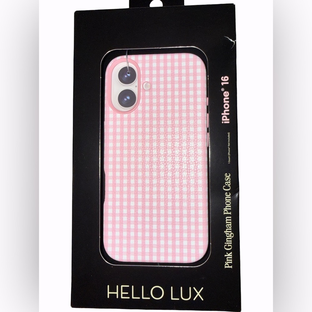Hello Lux Gingham Phone Case - 16 Pink
New in Box